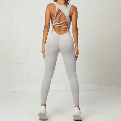 Seamless Yoga Jumpsuits Sports Fitness One-Piece Tight Sleeveless Beauty Back Workout Gym Running Training Bodysuits for Women