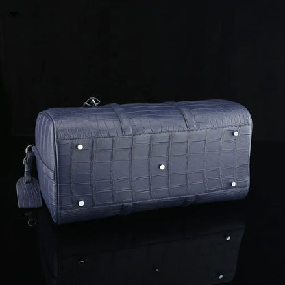 Authentic exotic crocodile belly leather men's large travel handbag real crocodile leather men's fashion luxury shoulder bag