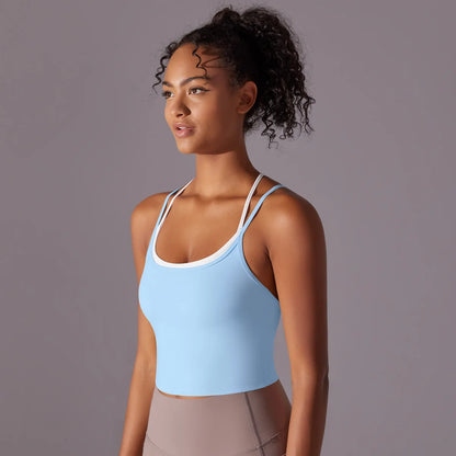 Women Solid Color Fitness Yoga Bra Gym Yoga Top Backless Workout Top Female Push Up Running Sport Bra Sports Underwear Yoga Vest