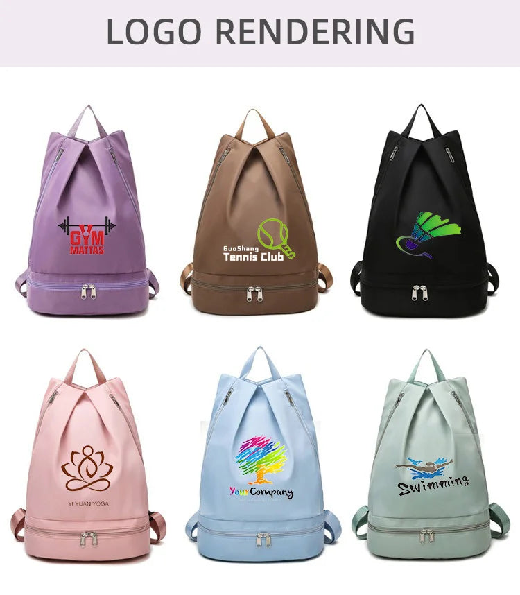 Customized Dry Wet Separation Fitness Bag Printed Logo Swimming Bag Waterproof Travel Sports Bag Printed Photo Name