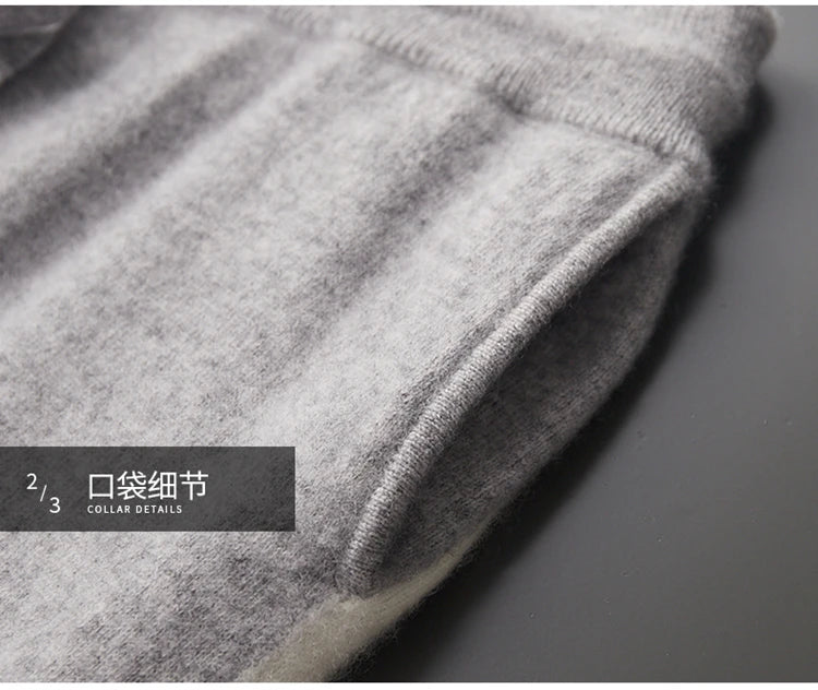 Autumn and Winter 100% Pure Cashmere 2-Piece set Men Loose and Warm Round Neck Pullover Sweater Knitted Casual Pencil Pants Suit