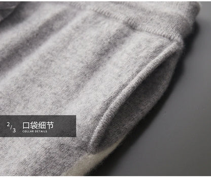 Autumn and Winter 100% Pure Cashmere 2-Piece set Men Loose and Warm Round Neck Pullover Sweater Knitted Casual Pencil Pants Suit