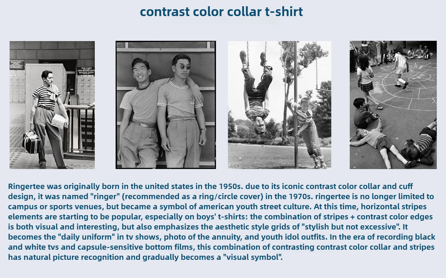 Summer new pure cotton T-shirt men's American retro contrasting shirt versatile couple short sleeved T-shirt striped base shirt