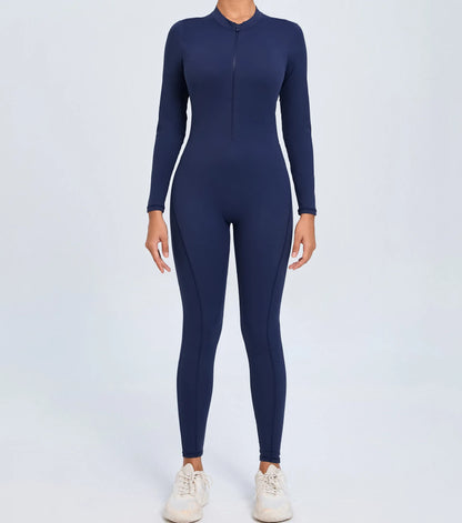 Hearuisavy Summer V Back Sports Jumpsuit Yoga Clothes Rompers Women Long Sleeveles Workout Bodysuits Backless One-piece Suit