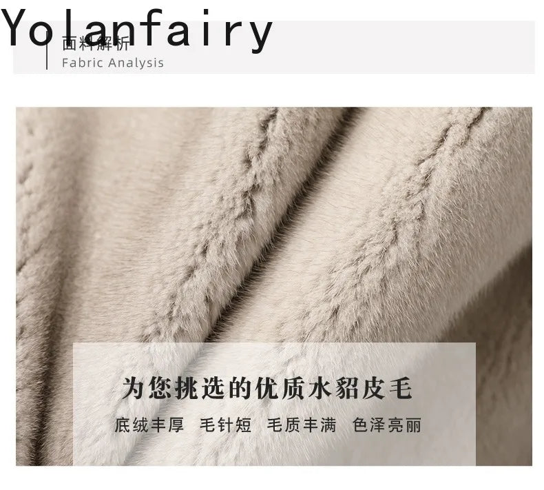 YOLANFAIRY Whole Mink Real Fur Coat Woman Luxury 2025 Winter Stand Collar Natural Mink Fur Jacket Short Black Fur Coats Casacos