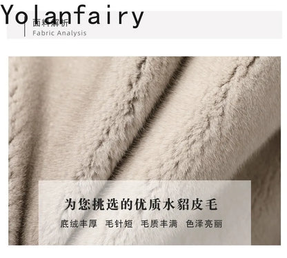YOLANFAIRY Whole Mink Real Fur Coat Woman Luxury 2025 Winter Stand Collar Natural Mink Fur Jacket Short Black Fur Coats Casacos