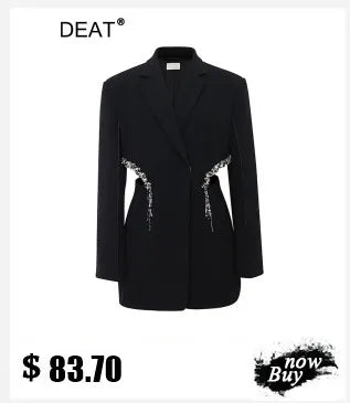 DEAT Fashion Women's Jackets Big Lapel Long Sleves Waist Retraction Zipper 3D Pockets Decoration Coats Spring 2025 New 7AB1819