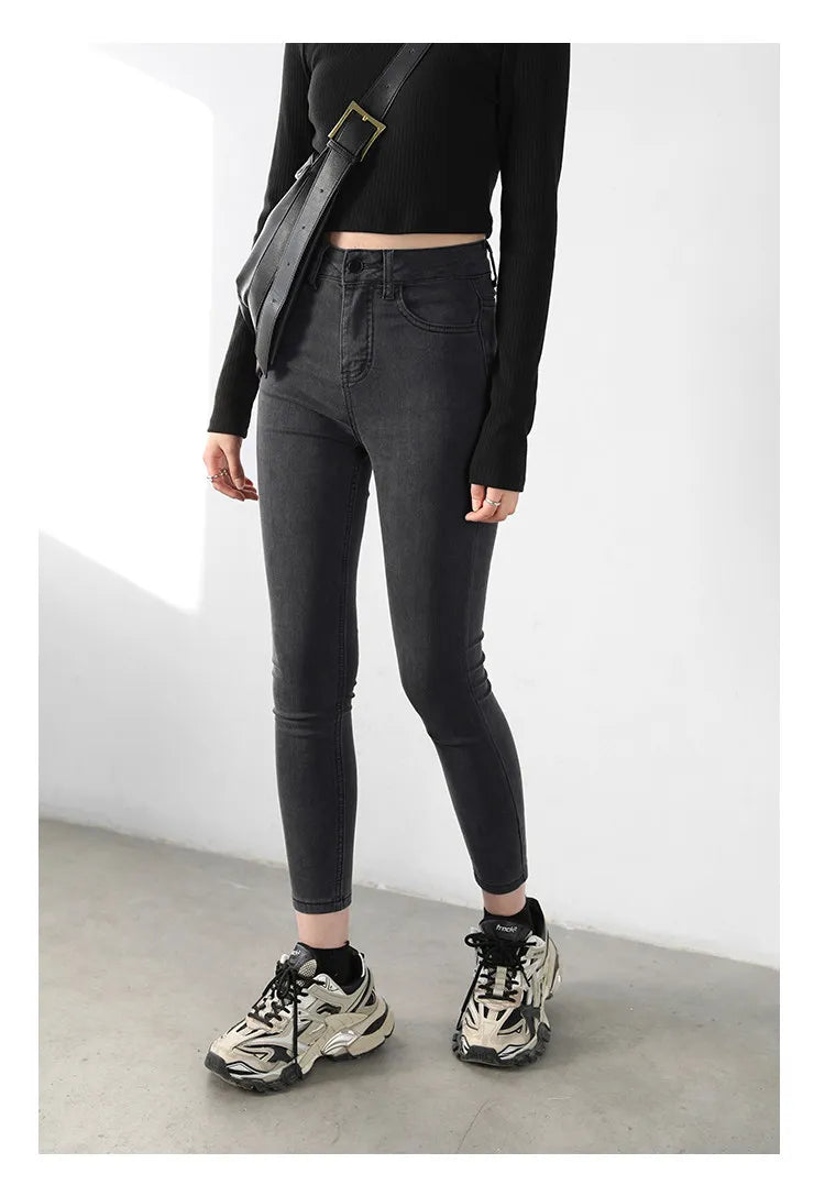 CHIC VEN Women Jeans Solid Slim Retro High Waisted Small Leg Denim Pant Skinny Pant Spring Autumn 2026