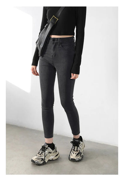 CHIC VEN Women Jeans Solid Slim Retro High Waisted Small Leg Denim Pant Skinny Pant Spring Autumn 2026