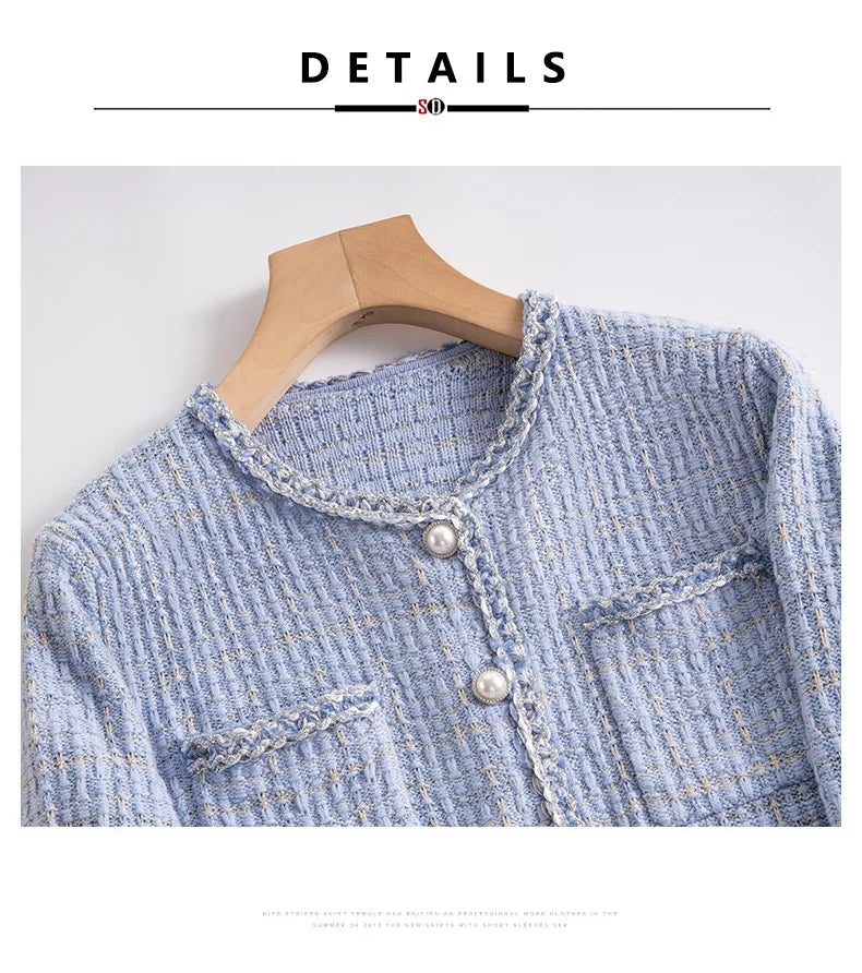 SuyaDream Woman 46.7%Merino Wool Cardigans Singe Breasted Chest Pockets Melange Woolen Coats 2023 Fall Winter Jackets Blue