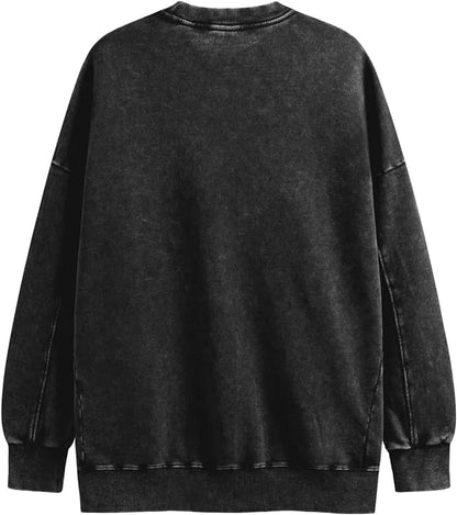 Custom Logo DIY Brand 100% Cotton Retro Washed  Cotton Long Sleeve T-Shirts For Men Unisex Oversized Loose Crew Neck Streetwears