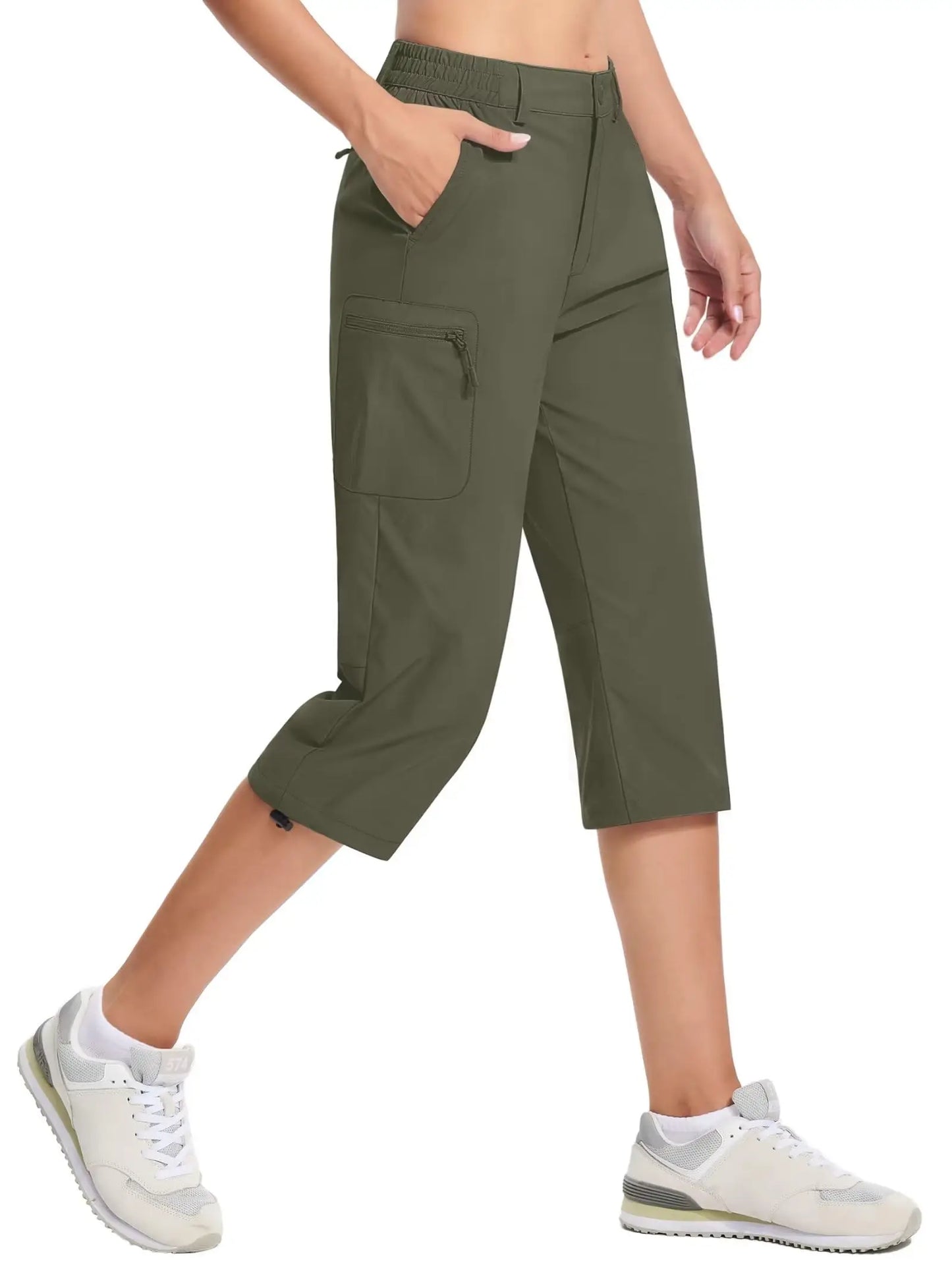 TACVASEN Summer Quick Dry Hiking Capri Shorts Womens Athletic Cargo Shorts 3/4 Below Knee Length Outdoor Riding Nylon Shorts
