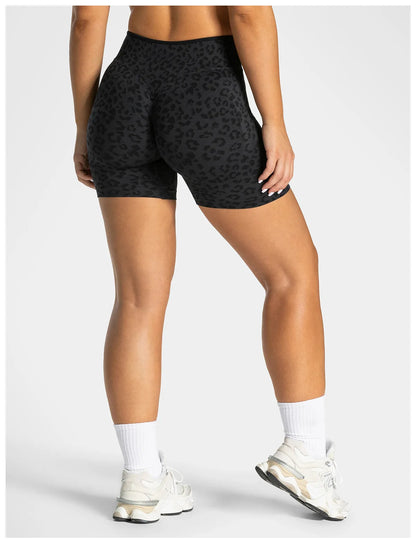Leopard Print Yoga Shorts Women Seamless High Waist Workout Shorts Fitness Yoga Lift Butt Fitness Yoga Gym Running Short Pants