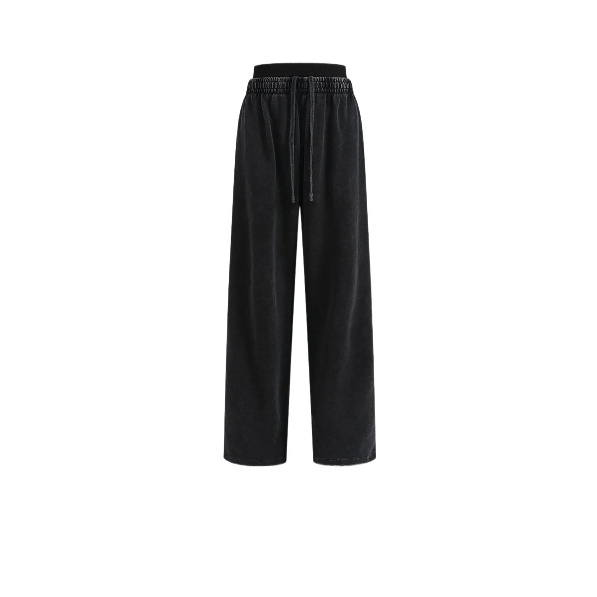 Custom LOGO Women's 2025 Spring and Autumn 370G Heavy 100% Cotton Retro Style Old and Skinny Double Waist Casual Straight Pants