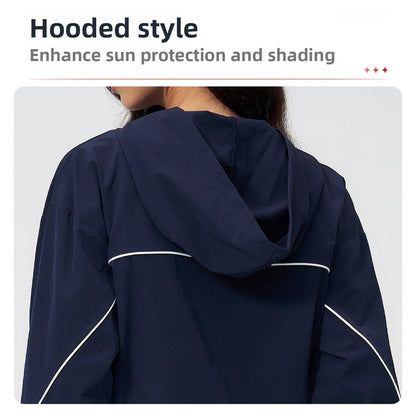 Yoga Long Sleeved Sun Protection Hooded Top For Outdoor Running And Cycling Uv Resistant Skin Clothing Quick Drying Sports Jacke
