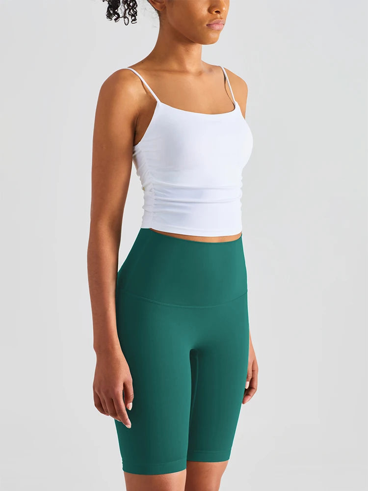 Fashion New Women Sports Tops Side Pleats Sexy Yoga Bras Suspender Nylon Elastic Women Workout Vest Gym Bra Tops Girl Sportswear