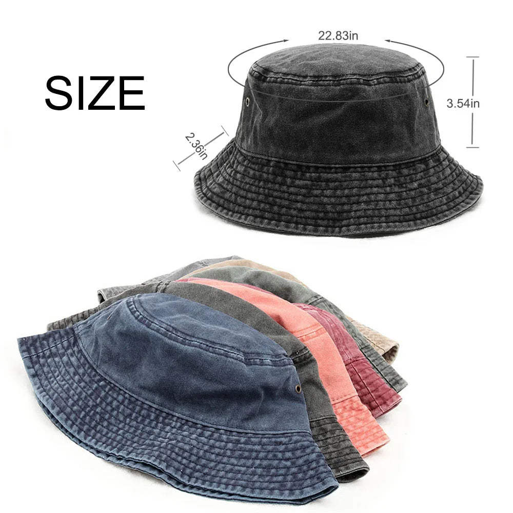 Personalized Custom Text Logo Embroidery Men's Bucket Hats Women's Washed Cotton Summer Sun Hats Wholesale Dropshipping