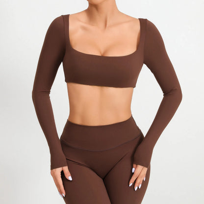 Women Yoga Shirts Crop Top Sexy Long Sleeves Shirts for Women Yoga Sports Fitness Sport Gym Clothes Running Push Up Workout Tops