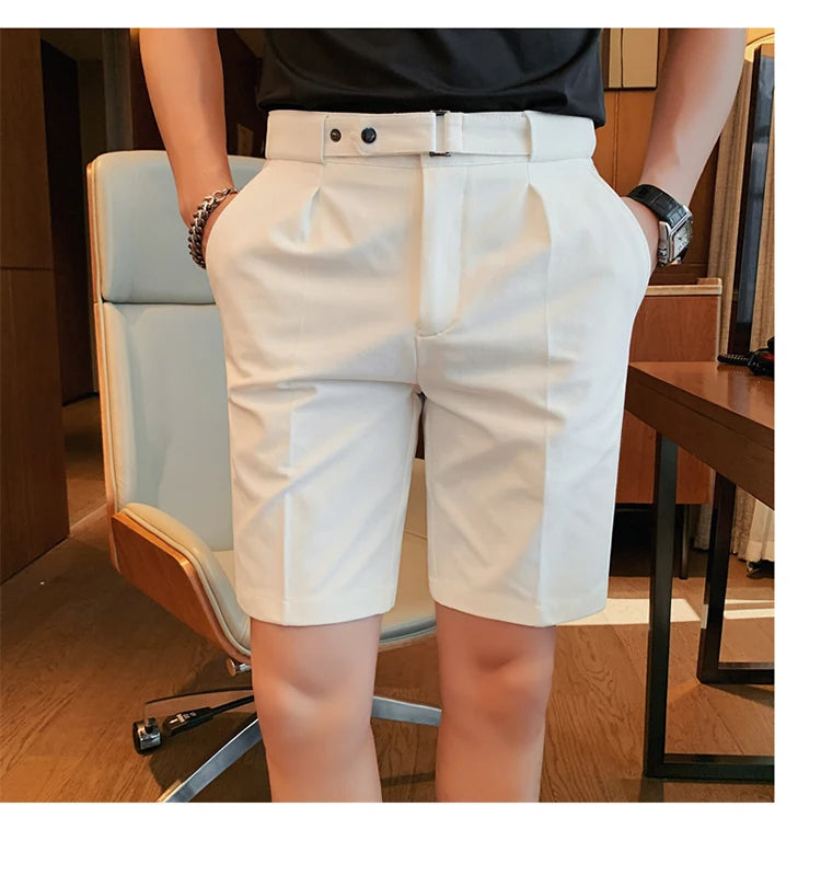 4 Color Summer British Style Suit Shorts 2023 Men Naples Business Casual Slim Fit Short Pant Fashion Slim Fit Solid Color Pants