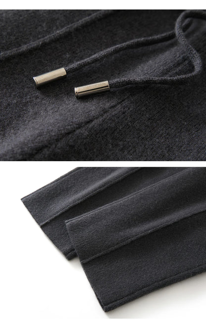 Men's Wool Pants Elastic Waist 2025 Autumn Winter Thick Casual Cashmere Trousers 100% Merino Wool Knitted Mid Seam Sport Pants