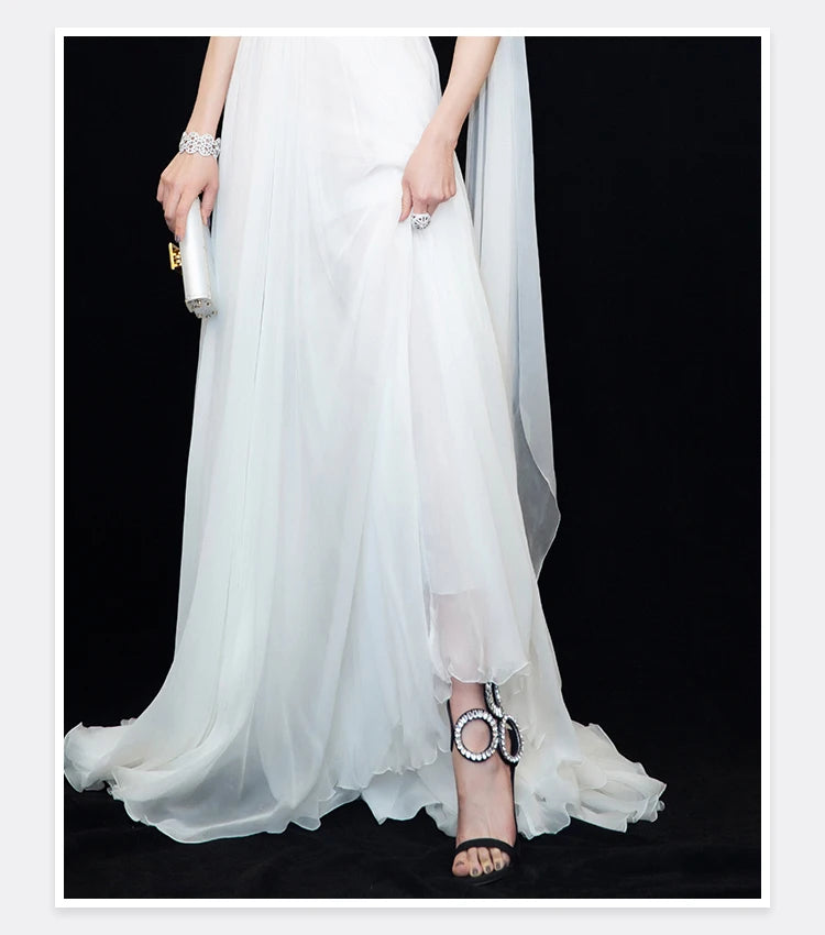 2024 New Dress Wedding Shoes with One Word Water Diamond Fine Heel Roman Women's Sandals