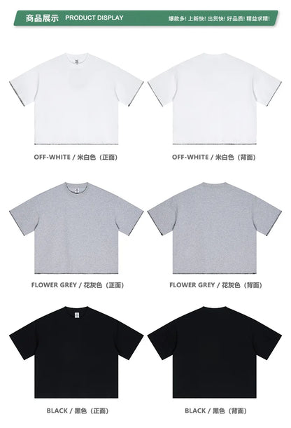 Custom LOGO Men's 240G Cotton Polyester American Cool Short Width Boxyfit Loose Short Sleeve T-Shirt Casual Top