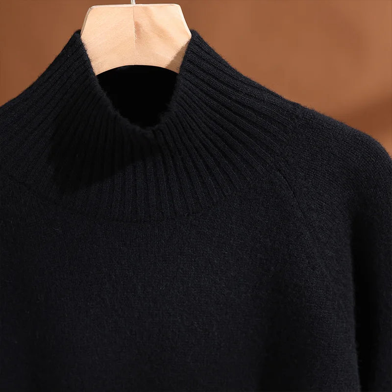 CHICUU Women's 100% Wool Sweater Pants Set Thick Mock Neck Pullover Wide Leg Pants Autumn Winter Warm Casual Wool Knitwear Suit