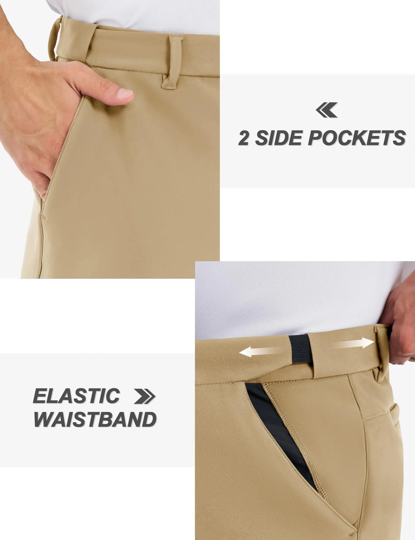 TACVASEN Winter Golf Pants for Men Fleece Lined Work Business Casual Dress Slacks Water Resistant Stretch Warm Trousers