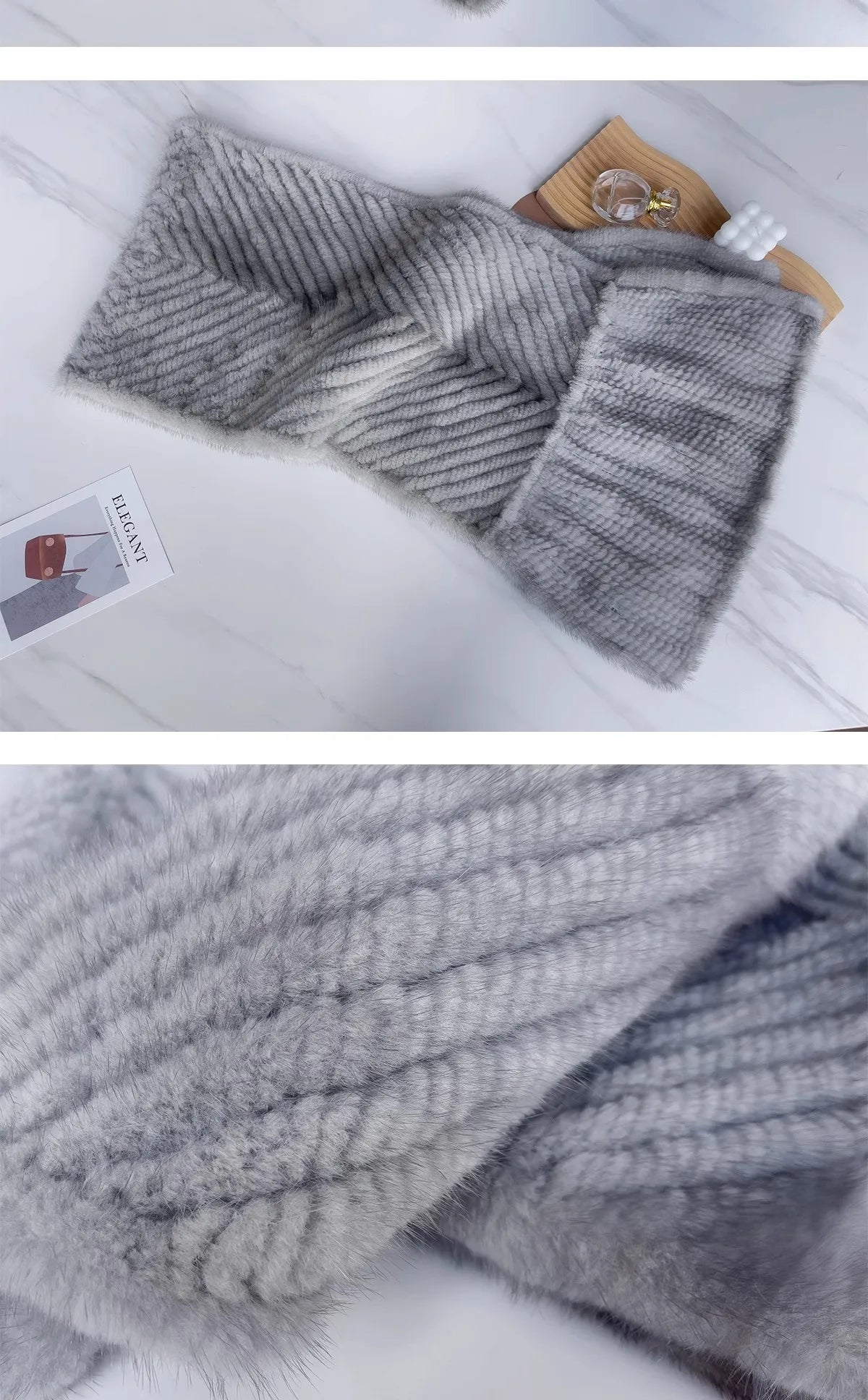 New mink woven women's scarf autumn and winter twill shawl warm herringbone scarfs fur Knitting high quality fishtail Scarves