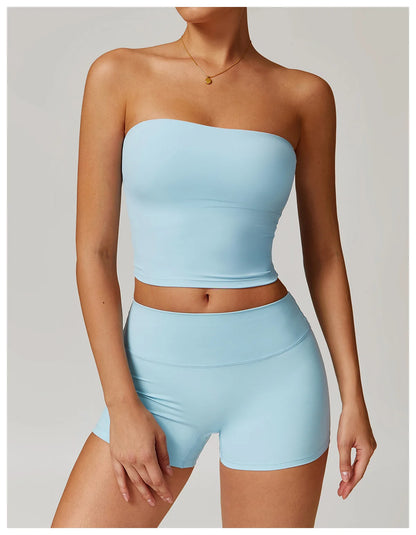 Custom LOGO Women's Strapless Tube Top Sexy Back Sports Underwear Women's Shockproof Quick-Drying Fitness Yoga Top