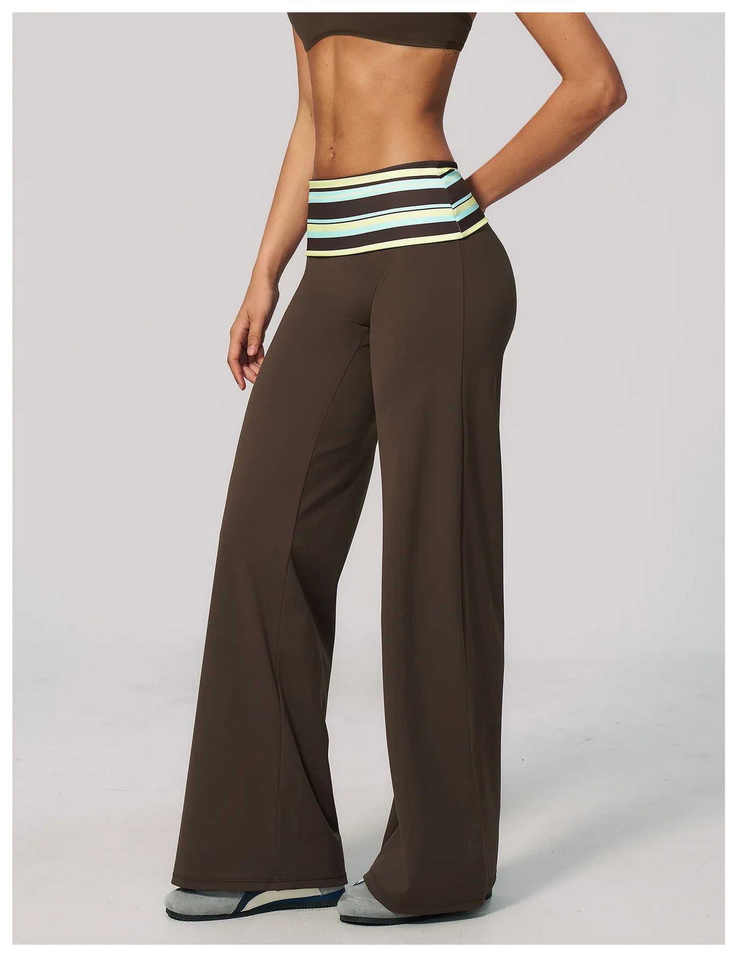 Custom LOGO women's sports trousers retro splicing polka dots folded waist fitness hip lift abdomen yoga trousers