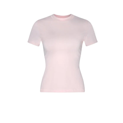 Custom LOGO women's spring summer new 200G high-elastic short slim-fit short-sleeved trousers casual sports two-piece set