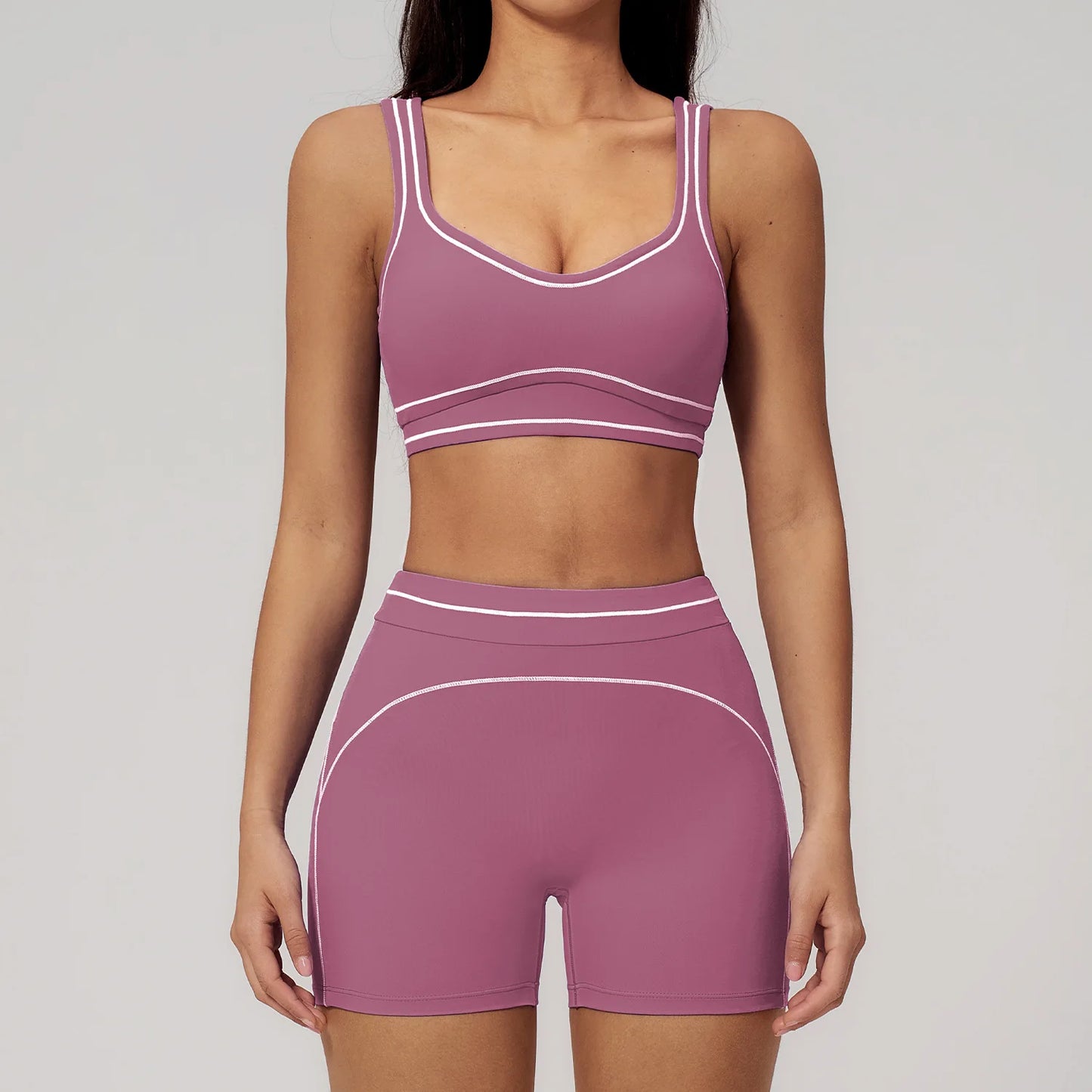 Hearuisavy Summer Yoga Set 2Pcs Women High Support Push Up Sports Top Butt-Lifting Fitness Pants Outdoor Cycling Sports Bra Suit