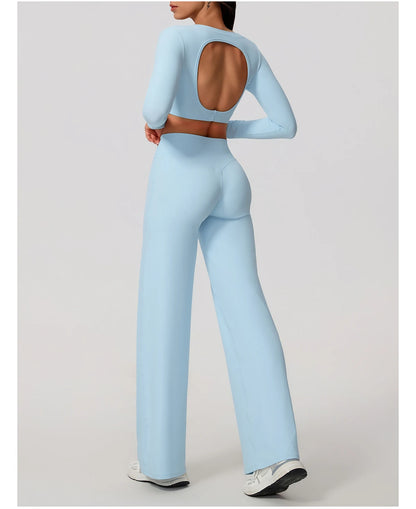 Women's Sports Long Shirt Female Backless Yoga Breathable Soft Shirt Autumn and Winter Training Top Woman Gym Sportswear