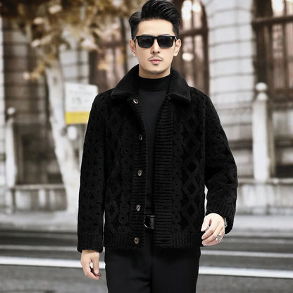 YOLANFAIRY New Sheep Shearing Jacket Men Winter 2025 Double-sided Wear 100% Wool Coat Man Clothing Short Men's Jackets chaqueta