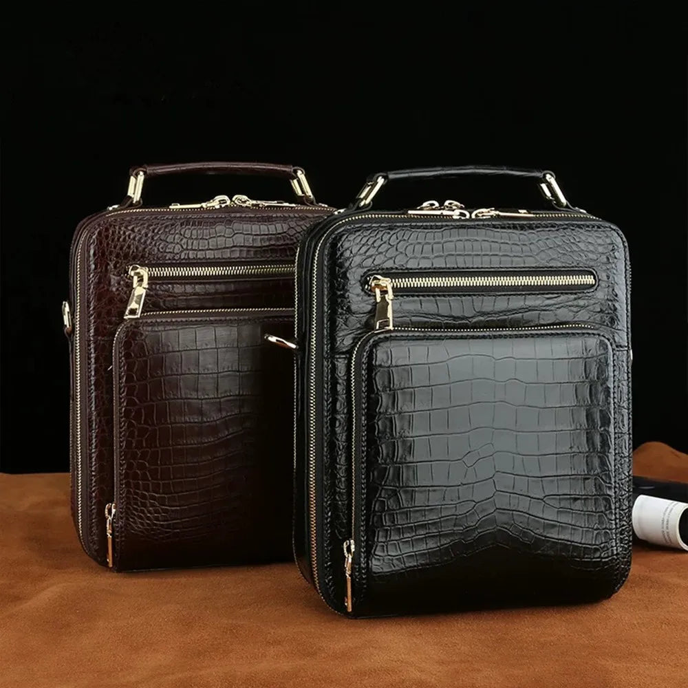 Real crocodile leather large-capacity men's handbag authentic crocodile leather business bag fashion men's shoulder bag