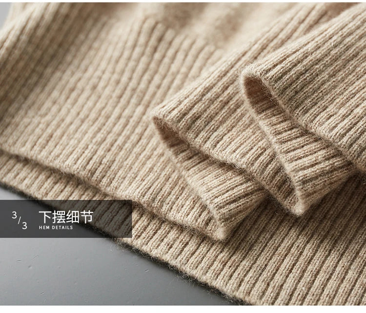 Autumn/Winter Men Sweater Suit Hooded Zipper Pullover Pants Thick Warm Casual Clothing 100% Cashmere Knitwear Trousers Tops