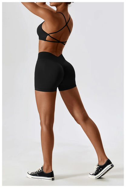 Seamless Yoga Set Gym Suits With Shorts Crop Top Sexy Bra Women's Pants 2 Pieces Set Running Workout Outfit Fitness Clothing
