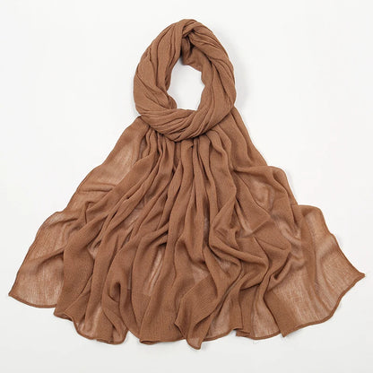 New Arrival Crinkle Rayon Hijab Women Muslim Scarf Shawls Solid Headscarf Wraps Big Size Plain Islamic Turban Headbands Foulard