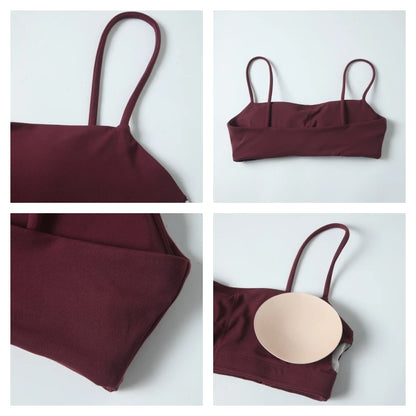 Summer Sling Yoga Bra Women Gym Workout Push Up Brassiere Female Outdoors Sports Underwear Women Fitness Shockproof Crop Top