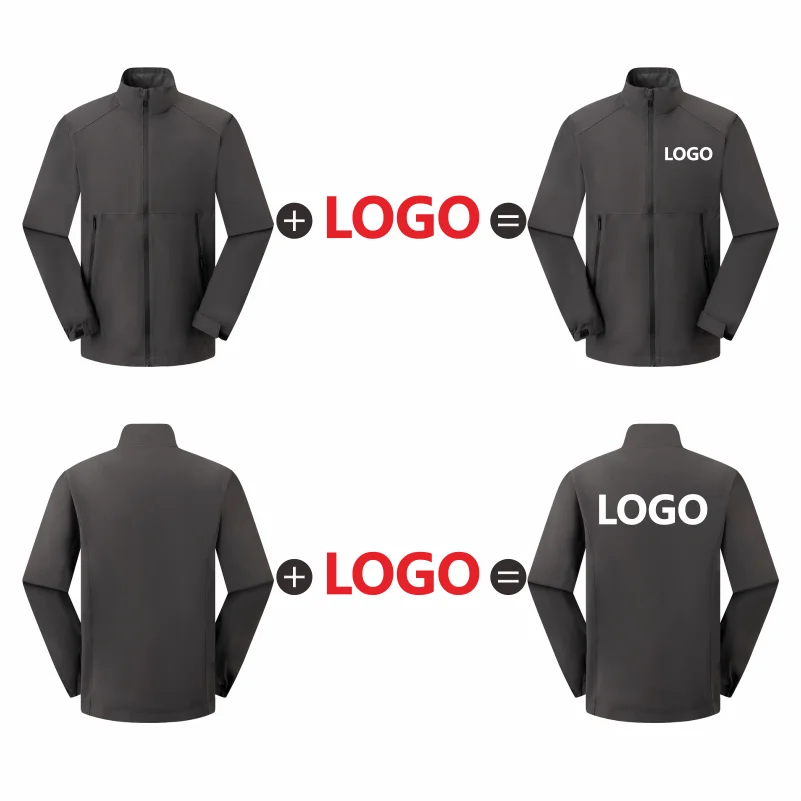 Outdoor Waterproof Men Women Stand Collar Jacket Custom Logo Anti-static Coat Print Company Design Casual Sweatshirt Embroidery