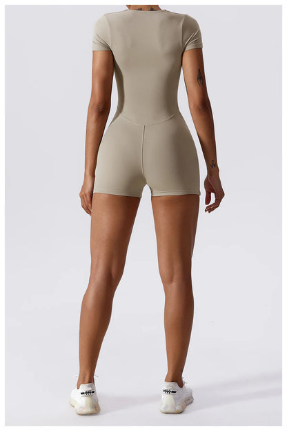 Summer Yoga Suit Women's Short One Piece Sports Suit Short Sleeve Gym Clothes Push Up Training Fitness Yoga Bodysuit Sportswear