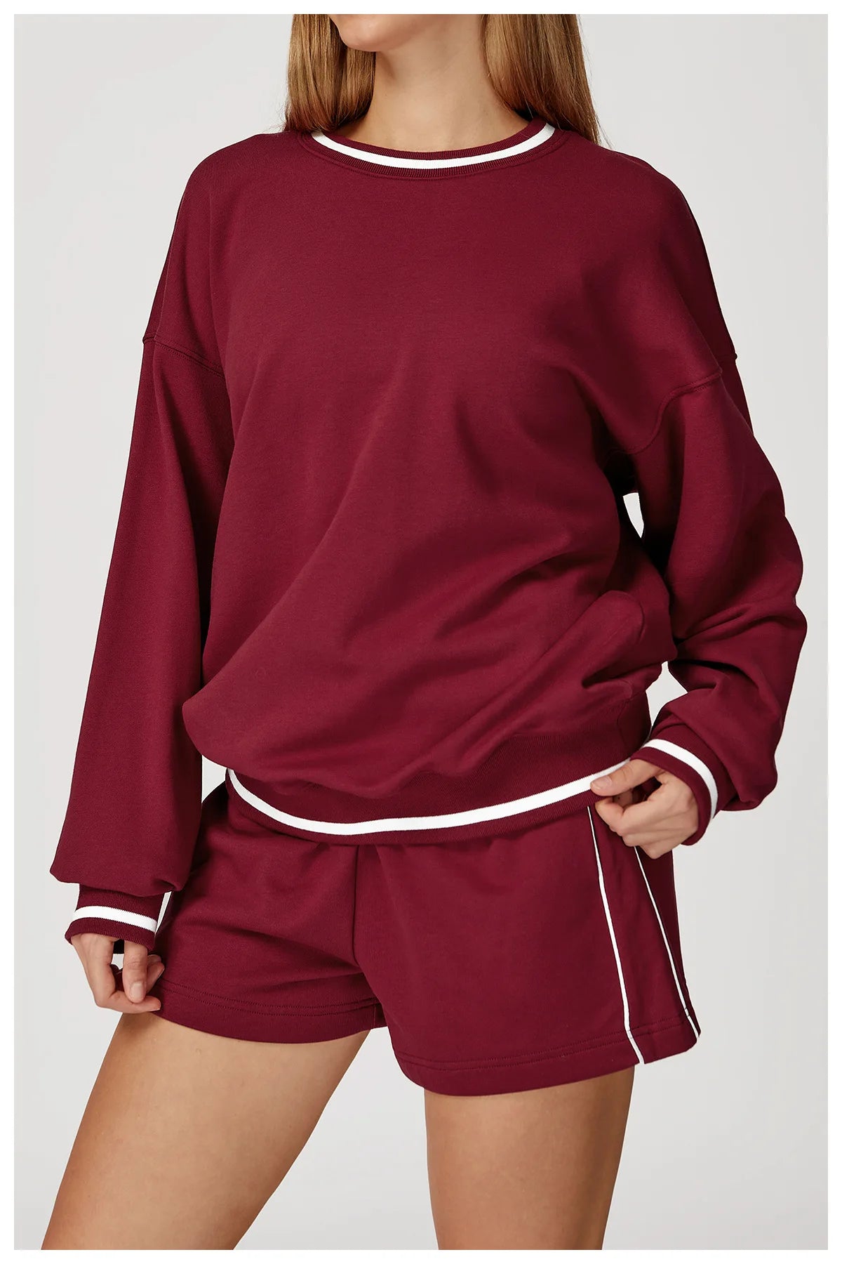 Custom LOGO women's new casual sweater wide-leg trousers comfortable outdoor fashion sports jogging shorts cycling two-piece set