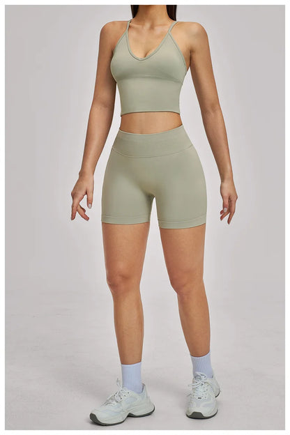 TRY TO BN Seamless Women's Tracksuit Shorts Yoga Set High Waisted Sportswear Fitness Workout Leggings Cycling Running Gym Shorts