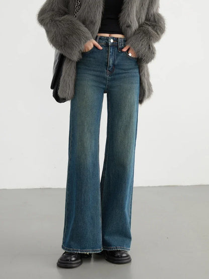 CHIC VEN Women Jeans New High Waist Flare Denim Pants Micro Elastic Woman Trousers Horseshoe Pant Female Autumn Winter 2023