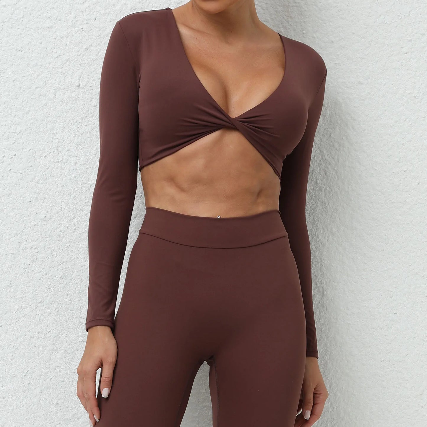 Sexy Creased Long Sleeve Crop Top Women Yoga Clothing Quick Dry Gym Long Sleeved Shirt Women Clothes Running Workout Sportswear