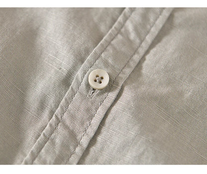 Summer Linen Cotton Men's POLO Collar Shirt Casual Business Short Sleeved Cardigan Fashion Loose Breathable Comfortable T-shirt