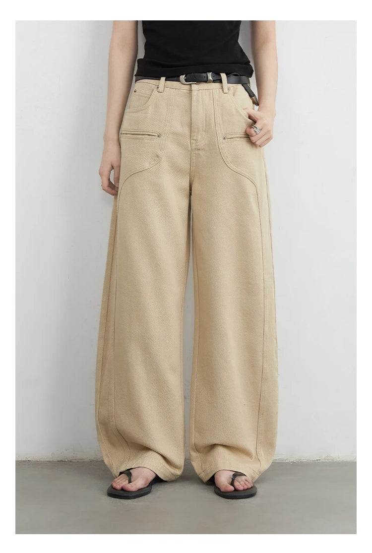 CHIC VEN Women Jeans Solid Loose Casual New Split Wide Leg Denim Pant Workwear Female Trousers Spring Autumn 2025