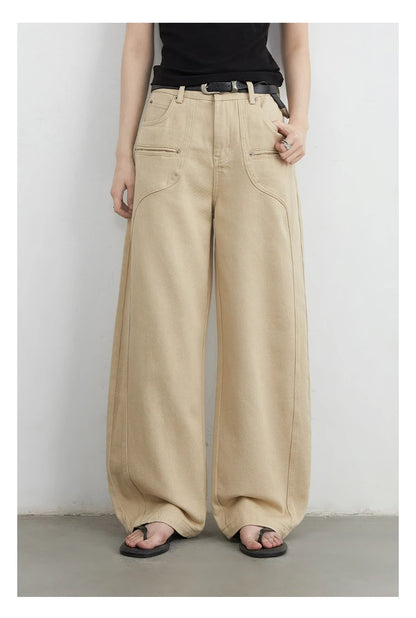 CHIC VEN Women Jeans Solid Loose Casual New Split Wide Leg Denim Pant Workwear Female Trousers Spring Autumn 2025