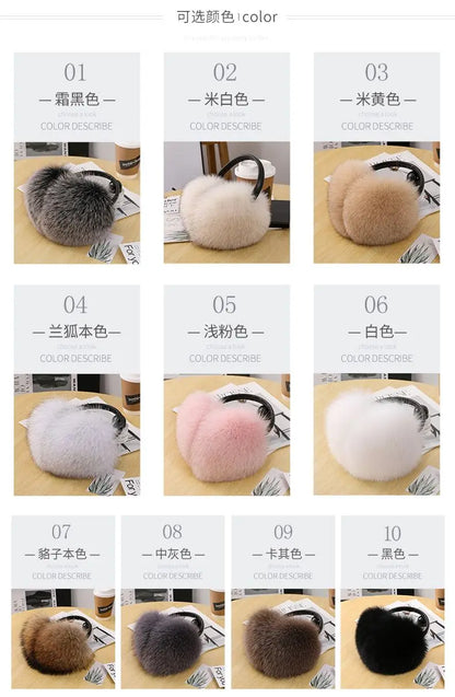 New Arrival Women 100% Real Fox Fur Ear Cover Plush Genuine Fox Fur Earmuff Winter Lady Big Pompoms Fox Fur Fluffy Earmuffs Warm